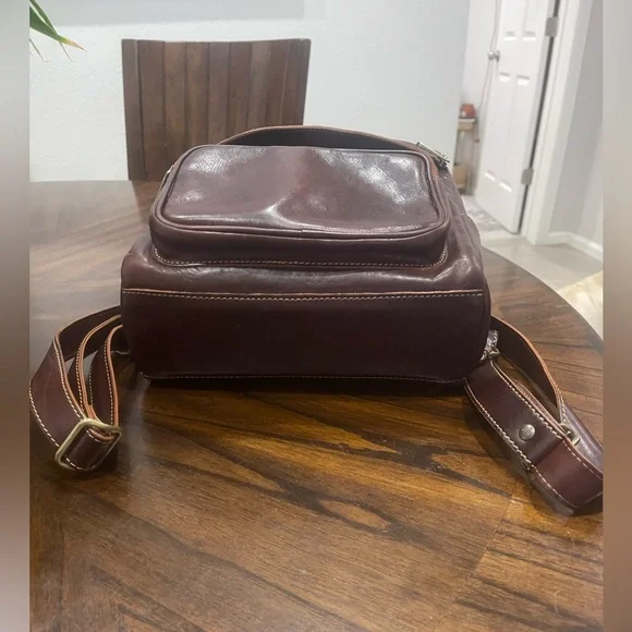 Leather Backpack Made in Italy Brass Gold Tone Hardware